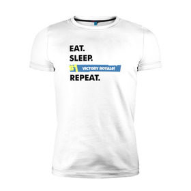 Мужская футболка премиум с принтом Eat Sleep в Белгороде, 92% хлопок, 8% лайкра | приталенный силуэт, круглый вырез ворота, длина до линии бедра, короткий рукав | battle royale | fortnite | lama | батл рояль | лама | фортнайт