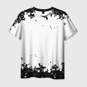 Мужская футболка 3D с принтом БРЫЗГИ КРАСКИ в Белгороде, 100% полиэфир | прямой крой, круглый вырез горловины, длина до линии бедер | black | color | paint | white | белый | капли | краска | пятна | разводы | текстура | цвет | черный