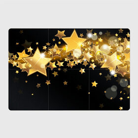 Магнитный плакат 3Х2 с принтом Золотые звездочки в Белгороде, Полимерный материал с магнитным слоем | 6 деталей размером 9*9 см | 3d | звездочки | звезды | золото | золотые звездочки | картинка | черный фон