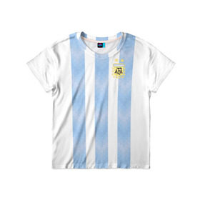 Детская футболка 3D с принтом Сборная Аргентины в Белгороде, 100% гипоаллергенный полиэфир | прямой крой, круглый вырез горловины, длина до линии бедер, чуть спущенное плечо, ткань немного тянется | аргентина | месси | сборная аргентины