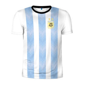 Мужская футболка 3D спортивная с принтом Сборная Аргентины в Белгороде, 100% полиэстер с улучшенными характеристиками | приталенный силуэт, круглая горловина, широкие плечи, сужается к линии бедра | аргентина | месси | сборная аргентины