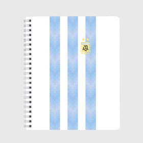 Тетрадь с принтом Сборная Аргентины в Белгороде, 100% бумага | 48 листов, плотность листов — 60 г/м2, плотность картонной обложки — 250 г/м2. Листы скреплены сбоку удобной пружинной спиралью. Уголки страниц и обложки скругленные. Цвет линий — светло-серый
 | аргентина | месси | сборная аргентины