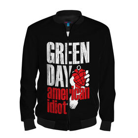 Мужской бомбер 3D с принтом Green Day American Idiot в Белгороде, 100% полиэстер | застегивается на молнию, по бокам два кармана без застежек, по низу бомбера и на воротнике - эластичная резинка | Тематика изображения на принте: green day | punk rock | билли джо армстронг | панк рок