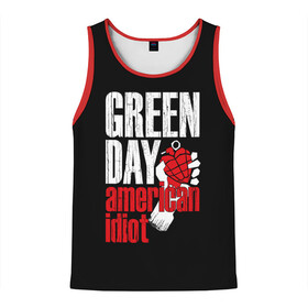 Мужская майка 3D с принтом Green Day American Idiot в Белгороде, 100% полиэстер | круглая горловина, приталенный силуэт, длина до линии бедра. Пройма и горловина окантованы тонкой бейкой | green day | punk rock | билли джо армстронг | панк рок