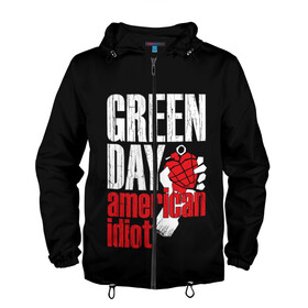 Мужская ветровка 3D с принтом Green Day American Idiot в Белгороде, 100% полиэстер | подол и капюшон оформлены резинкой с фиксаторами, два кармана без застежек по бокам, один потайной карман на груди | green day | punk rock | билли джо армстронг | панк рок