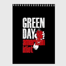 Скетчбук с принтом Green Day American Idiot в Белгороде, 100% бумага
 | 48 листов, плотность листов — 100 г/м2, плотность картонной обложки — 250 г/м2. Листы скреплены сверху удобной пружинной спиралью | green day | punk rock | билли джо армстронг | панк рок