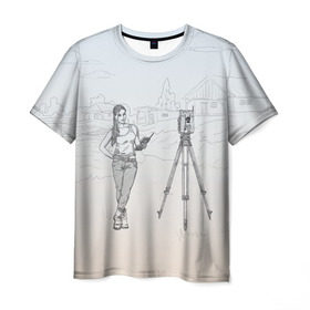 Мужская футболка 3D с принтом Девушка с контроллером в Белгороде, 100% полиэфир | прямой крой, круглый вырез горловины, длина до линии бедер | surveyor | геодезист | геодезия | кадастр