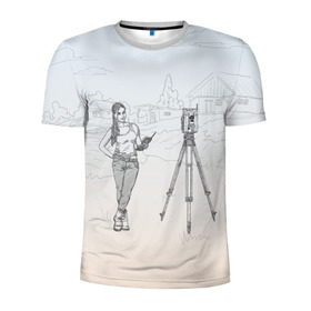 Мужская футболка 3D спортивная с принтом Девушка с контроллером в Белгороде, 100% полиэстер с улучшенными характеристиками | приталенный силуэт, круглая горловина, широкие плечи, сужается к линии бедра | surveyor | геодезист | геодезия | кадастр