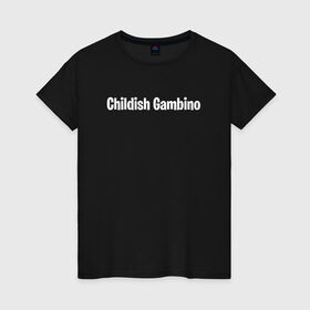 Женская футболка хлопок с принтом Childish Gambino в Белгороде, 100% хлопок | прямой крой, круглый вырез горловины, длина до линии бедер, слегка спущенное плечо | 