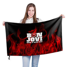 Флаг 3D с принтом BON JOVI в Белгороде, 100% полиэстер | плотность ткани — 95 г/м2, размер — 67 х 109 см. Принт наносится с одной стороны | bon jovi | альтернативный хип хоп | группа | инди поп | музыка | музыкальное произведение | ноты | регги | рок | синти поп