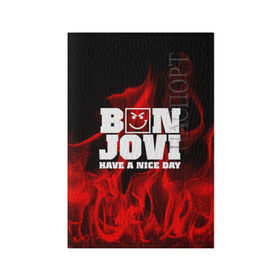 Обложка для паспорта матовая кожа с принтом BON JOVI в Белгороде, натуральная матовая кожа | размер 19,3 х 13,7 см; прозрачные пластиковые крепления | Тематика изображения на принте: bon jovi | альтернативный хип хоп | группа | инди поп | музыка | музыкальное произведение | ноты | регги | рок | синти поп