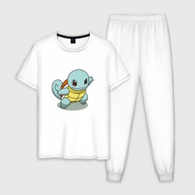 Мужская пижама хлопок с принтом Pokemon squirtle в Белгороде, 100% хлопок | брюки и футболка прямого кроя, без карманов, на брюках мягкая резинка на поясе и по низу штанин
 | pokemon | squirtle