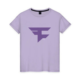 Женская футболка хлопок с принтом Faze Clan (Ultraviolet) в Белгороде, 100% хлопок | прямой крой, круглый вырез горловины, длина до линии бедер, слегка спущенное плечо | 0x000000123 | csgo | faze | ultraviolet | ксго | фиолетовый
