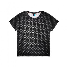 Детская футболка 3D с принтом Кристаллическая решетка в Белгороде, 100% гипоаллергенный полиэфир | прямой крой, круглый вырез горловины, длина до линии бедер, чуть спущенное плечо, ткань немного тянется | карбон | кристаллическая решетка | текстура
