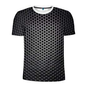 Мужская футболка 3D спортивная с принтом Кристаллическая решетка в Белгороде, 100% полиэстер с улучшенными характеристиками | приталенный силуэт, круглая горловина, широкие плечи, сужается к линии бедра | карбон | кристаллическая решетка | текстура
