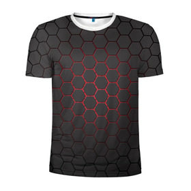 Мужская футболка 3D спортивная с принтом Соты карбона в Белгороде, 100% полиэстер с улучшенными характеристиками | приталенный силуэт, круглая горловина, широкие плечи, сужается к линии бедра | карбон | соты | текстура