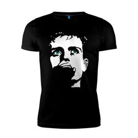 Мужская футболка премиум с принтом Ian Curtis в Белгороде, 92% хлопок, 8% лайкра | приталенный силуэт, круглый вырез ворота, длина до линии бедра, короткий рукав | ian curtis | joy division | rock | unknown pleasures | иэн кёртис | рок