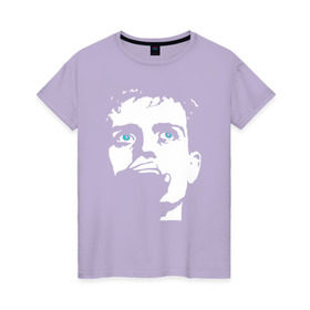 Женская футболка хлопок с принтом Ian Curtis в Белгороде, 100% хлопок | прямой крой, круглый вырез горловины, длина до линии бедер, слегка спущенное плечо | ian curtis | joy division | rock | unknown pleasures | иэн кёртис | рок
