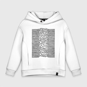 Детское худи Oversize хлопок с принтом Unknown Pleasures в Белгороде, френч-терри — 70% хлопок, 30% полиэстер. Мягкий теплый начес внутри —100% хлопок | боковые карманы, эластичные манжеты и нижняя кромка, капюшон на магнитной кнопке | Тематика изображения на принте: ian curtis | joy division | rock | unknown pleasures | иэн кёртис | рок