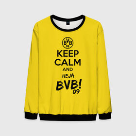 Мужской свитшот 3D с принтом Keep calm and Heja BVB в Белгороде, 100% полиэстер с мягким внутренним слоем | круглый вырез горловины, мягкая резинка на манжетах и поясе, свободная посадка по фигуре | 09 | bvb | calm | heja | keep | боруссия | германия | дортмунд | клуб | сохраняй | спокойствие | фк | футбол | футбольный