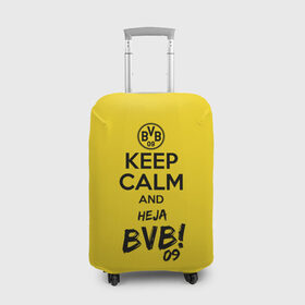 Чехол для чемодана 3D с принтом Keep calm and Heja BVB в Белгороде, 86% полиэфир, 14% спандекс | двустороннее нанесение принта, прорези для ручек и колес | 09 | bvb | calm | heja | keep | боруссия | германия | дортмунд | клуб | сохраняй | спокойствие | фк | футбол | футбольный