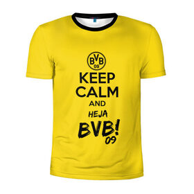 Мужская футболка 3D спортивная с принтом Keep calm and Heja BVB в Белгороде, 100% полиэстер с улучшенными характеристиками | приталенный силуэт, круглая горловина, широкие плечи, сужается к линии бедра | 09 | bvb | calm | heja | keep | боруссия | германия | дортмунд | клуб | сохраняй | спокойствие | фк | футбол | футбольный