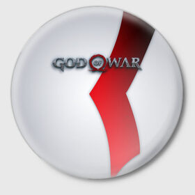 Значок с принтом God of War 4 в Белгороде,  металл | круглая форма, металлическая застежка в виде булавки | 