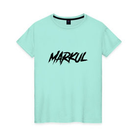 Женская футболка хлопок с принтом Markul в Белгороде, 100% хлопок | прямой крой, круглый вырез горловины, длина до линии бедер, слегка спущенное плечо | markul | маркул