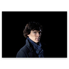 Поздравительная открытка с принтом Sherlock в Белгороде, 100% бумага | плотность бумаги 280 г/м2, матовая, на обратной стороне линовка и место для марки
 | Тематика изображения на принте: benedict | cumberbatch | sherlock | бенедикт | камбербатч | шерлок