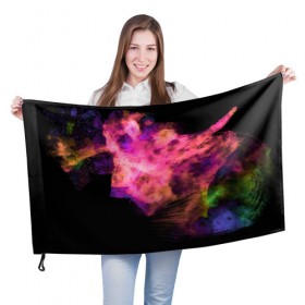 Флаг 3D с принтом Космос в красках в Белгороде, 100% полиэстер | плотность ткани — 95 г/м2, размер — 67 х 109 см. Принт наносится с одной стороны | abstraction | cosmos | nebula | space | star | universe | абстракция | вселенная | звезды | космос | мир | планеты