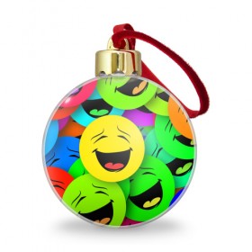 Ёлочный шар с принтом Смайлы в Белгороде, Пластик | Диаметр: 77 мм | веселые | веселые смайлики | настроение | позитив | разноцветные | смайлики | смайлы | смешные