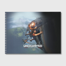 Альбом для рисования с принтом Uncharted в Белгороде, 100% бумага
 | матовая бумага, плотность 200 мг. | Тематика изображения на принте: chloe | drake | elena | nathan | naughty dog | sully | анчартед | дрейк | натан | нейтан | ноти дог | пиратs | приключения | путь вора | салли | утраченное наследие