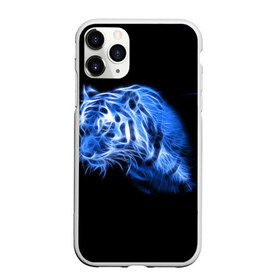 Чехол для iPhone 11 Pro матовый с принтом Синий тигр в Белгороде, Силикон |  | tiger | большая кошка | огонь | пламя | тигр | хищник