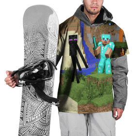 Накидка на куртку 3D с принтом Стив и эндермен. в Белгороде, 100% полиэстер |  | Тематика изображения на принте: minecraft | minekraft | stive | майнкрафт | меч | стив
