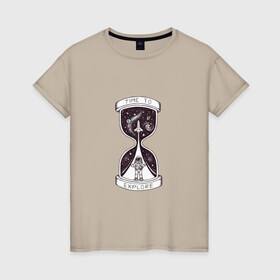 Женская футболка хлопок с принтом Космос в Белгороде, 100% хлопок | прямой крой, круглый вырез горловины, длина до линии бедер, слегка спущенное плечо | буран | вселенная | илон | космонавт | космос | луна | марс | маск | юпитер