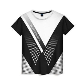 Женская футболка 3D с принтом Биатлон в Белгороде, 100% полиэфир ( синтетическое хлопкоподобное полотно) | прямой крой, круглый вырез горловины, длина до линии бедер | 