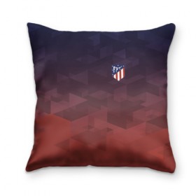 Подушка 3D с принтом ATLETICO MADRID в Белгороде, наволочка – 100% полиэстер, наполнитель – холлофайбер (легкий наполнитель, не вызывает аллергию). | состоит из подушки и наволочки. Наволочка на молнии, легко снимается для стирки | атлетико мадрид | полигоны | эмблема