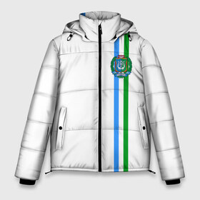 Мужская зимняя куртка 3D с принтом Ханты-Мансийский округ в Белгороде, верх — 100% полиэстер; подкладка — 100% полиэстер; утеплитель — 100% полиэстер | длина ниже бедра, свободный силуэт Оверсайз. Есть воротник-стойка, отстегивающийся капюшон и ветрозащитная планка. 

Боковые карманы с листочкой на кнопках и внутренний карман на молнии. | Тематика изображения на принте: 86 | ru | rus | герб | мансийск | мансийский | мансы | надпись | округ | патриот | российская | российский | россия | русская | русский | рф | символ | страна | флаг | флага | ханты | цвета | югра
