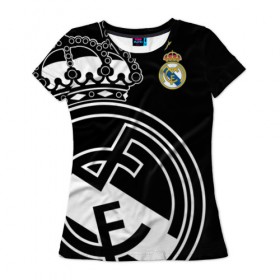 Женская футболка 3D с принтом Real Madrid Exclusive в Белгороде, 100% полиэфир ( синтетическое хлопкоподобное полотно) | прямой крой, круглый вырез горловины, длина до линии бедер | 2019 | мадрид | реал | форма | эксклюзив