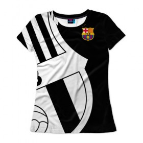 Женская футболка 3D с принтом Barcelona Exclusive в Белгороде, 100% полиэфир ( синтетическое хлопкоподобное полотно) | прямой крой, круглый вырез горловины, длина до линии бедер | 2019 | барселона | фк | форма | эксклюзив