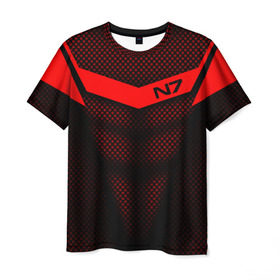 Мужская футболка 3D с принтом Mass Effect N7 в Белгороде, 100% полиэфир | прямой крой, круглый вырез горловины, длина до линии бедер | andromed | effect | n7 | альянс | ефект | игра | компьютерная | мас | масс | н7 | онлайн | программа | профессиональный военный код | сокрушитель n7 | фурия n7