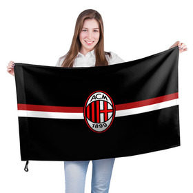 Флаг 3D с принтом ФК Милан в Белгороде, 100% полиэстер | плотность ткани — 95 г/м2, размер — 67 х 109 см. Принт наносится с одной стороны | football | italia | logo | milan | sport | италия | лого | милан | спорт | фк | футбол | футбольный клуб