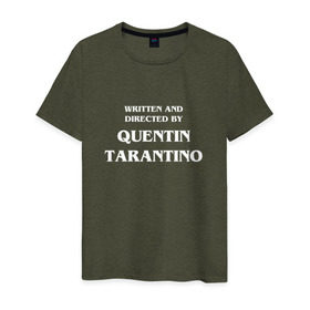 Мужская футболка хлопок с принтом By Quentin Tarantino в Белгороде, 100% хлопок | прямой крой, круглый вырез горловины, длина до линии бедер, слегка спущенное плечо. | кино | прикольная надпись | режиссер | тарантино