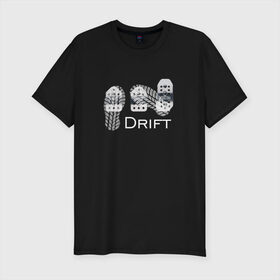 Мужская футболка премиум с принтом DRIFT в Белгороде, 92% хлопок, 8% лайкра | приталенный силуэт, круглый вырез ворота, длина до линии бедра, короткий рукав | drift | дрифт | занос | педали | тюнинг | управляемый