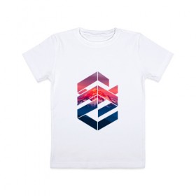 Детская футболка хлопок с принтом Геометрические горы в Белгороде, 100% хлопок | круглый вырез горловины, полуприлегающий силуэт, длина до линии бедер | геометрия | горы | мода | пейзаж | подарок | стиль | узор