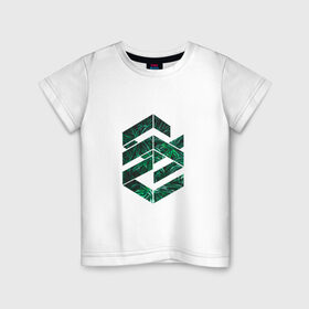 Детская футболка хлопок с принтом Зелёная геометрия в Белгороде, 100% хлопок | круглый вырез горловины, полуприлегающий силуэт, длина до линии бедер | геометрия | зеленый | мода | подарок | стиль | цветок | цветы