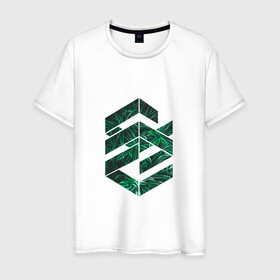 Мужская футболка хлопок с принтом Зелёная геометрия в Белгороде, 100% хлопок | прямой крой, круглый вырез горловины, длина до линии бедер, слегка спущенное плечо. | геометрия | зеленый | мода | подарок | стиль | цветок | цветы