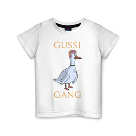 Детская футболка хлопок с принтом GUSSI GANG в Белгороде, 100% хлопок | круглый вырез горловины, полуприлегающий силуэт, длина до линии бедер | Тематика изображения на принте: 