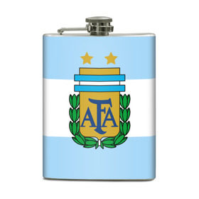 Фляга с принтом Сборная Аргентины флаг в Белгороде, металлический корпус | емкость 0,22 л, размер 125 х 94 мм. Виниловая наклейка запечатывается полностью | Тематика изображения на принте: аргентина | спорт | футбол