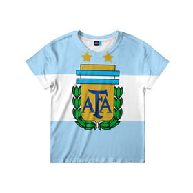 Детская футболка 3D с принтом Сборная Аргентины флаг в Белгороде, 100% гипоаллергенный полиэфир | прямой крой, круглый вырез горловины, длина до линии бедер, чуть спущенное плечо, ткань немного тянется | аргентина | спорт | футбол